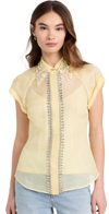 Zimmermann Matchmaker Crystal-embellished Linen And Silk-blend Shirt In Lemon