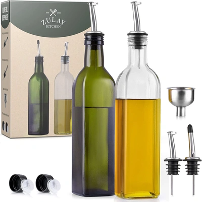 Zulay Kitchen 2 Packolive Oil Dispenser Bottle With Accessories In Green