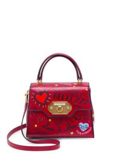 Dolce & Gabbana Graffiti Top Handle Bag In Red