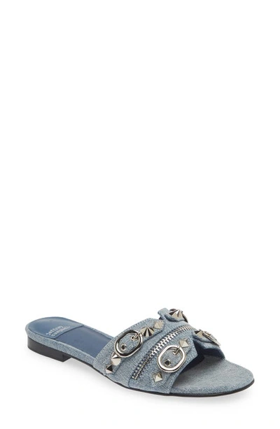 Jeffrey Campbell Roxxie Slide Sandal In Blue Denim Silver ModeSens
