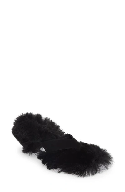 Jeffrey Campbell Fluffed Faux Fur Flip Flop In Black Combo