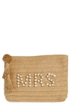 Btb Los Angeles Mrs Pearly Bead Clutch In Sand/ White