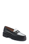 Gh Bass Whitney Super Lug Sole Penny Loafer In Black/ White