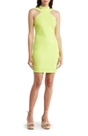 Bebe Choker Mini Sheath Dress In Lime