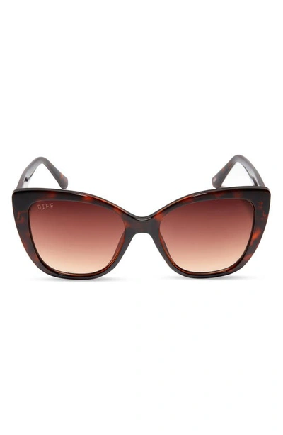 Diff 54mm Square Sunglasses In Dark Tort Brown Gradient Lent