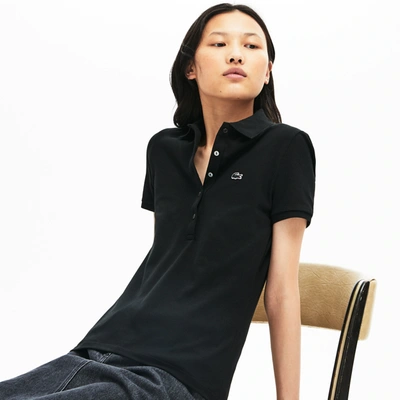 Lacoste Women's Slim Fit Stretch Mini Cotton Piqué Polo Shirt In Black