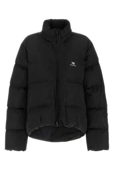 Balenciaga Logo Printed Padded Jacket In Black