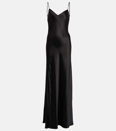 Staud Satin Slip Maxi Dress In Black