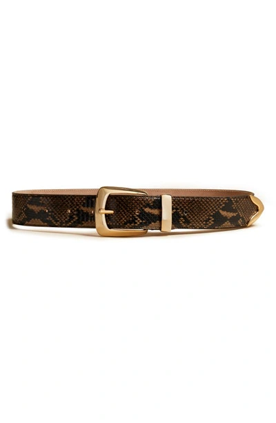 Khaite Benny Snake-effect Leather Belt In Brown