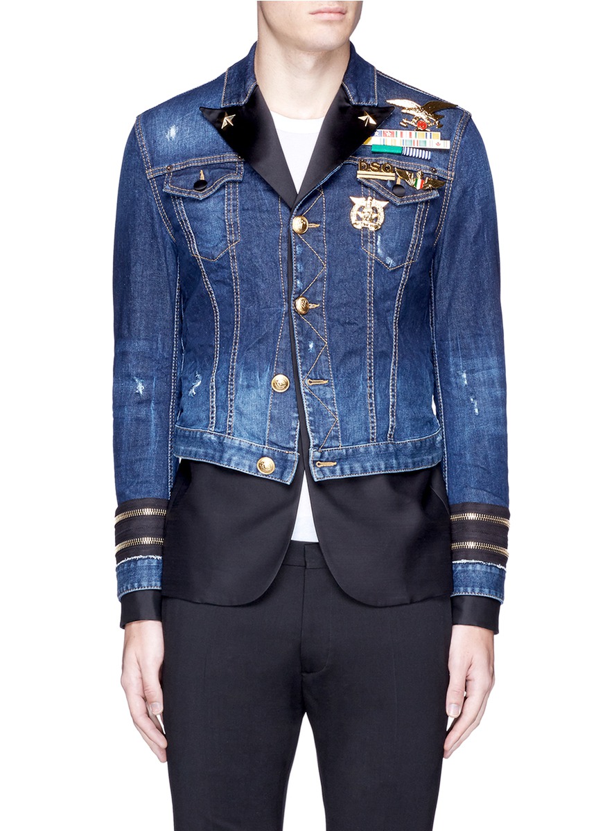 dsquared2 mixed material denim jacket