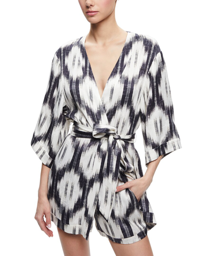 Alice And Olivia Domino Printed Satin-jacquard Kimono In Classic Ikat