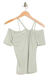 Reiss Cierra Cold Shoulder Short Sleeve Top In Mint