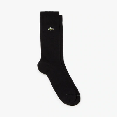 Lacoste Men's Ribbed Stretch Cotton Socks In Black