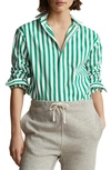 Polo Ralph Lauren Stripe Cotton Button-up Shirt In Green White Stripe