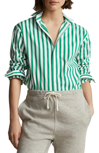 Polo Ralph Lauren Stripe Cotton Button-up Shirt In Green