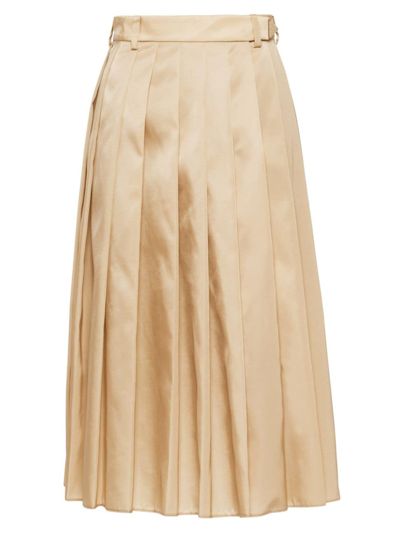 Prada Women's Re-nylon Pleated Skirt In Beige