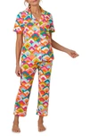 Bedhead Pajamas Print Organic Cotton Blend Crop Pajamas In Rainbow Cloud