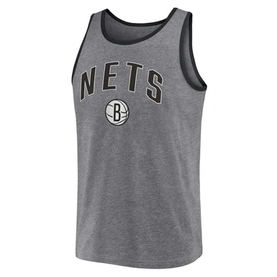Fanatics Branded Heather Gray Brooklyn Nets Primary Logo Tank Top