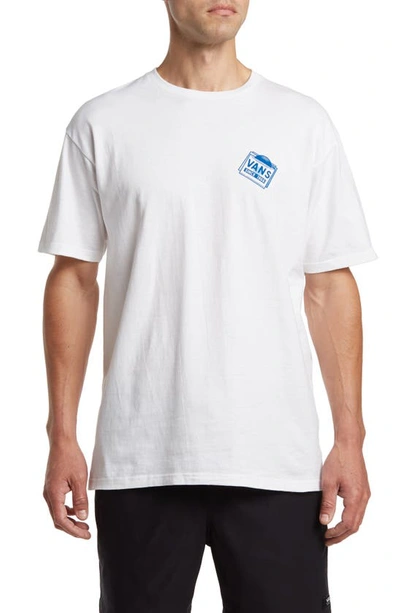 Vans Record Label Cotton Graphic T-shirt In White/blue