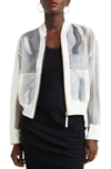 Gstq Sheer Bomber Jacket In White