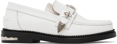 Toga Polished Leather Loafers In White