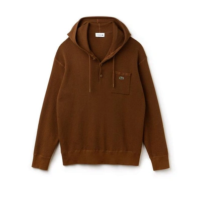 Lacoste Men's Honeycomb Knit Sweatshirt In Dark Renaissance Brown