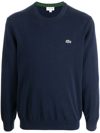 Lacoste Classic Logo-patch Cotton Sweatshirt In Blue