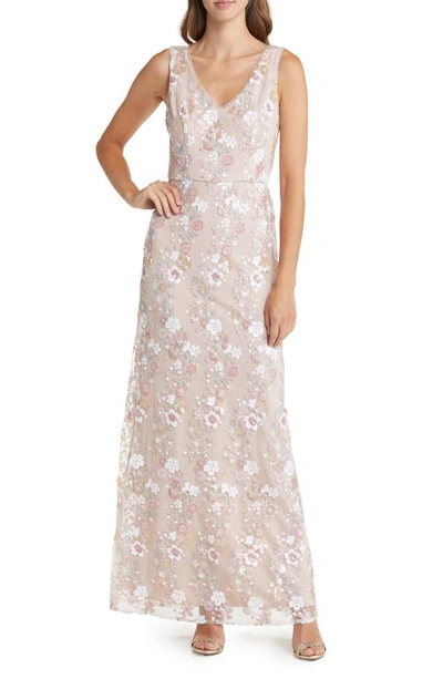 Alex & Eve Women's Embellished V-neck Sleeveless Gown In Blush Multi