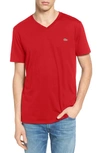 Lacoste Regular Fit V-neck T-shirt In Red