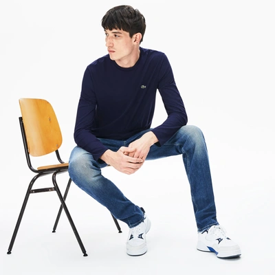 Lacoste Long Sleeved Cotton Pima T-shirt - L - 5 In Blue