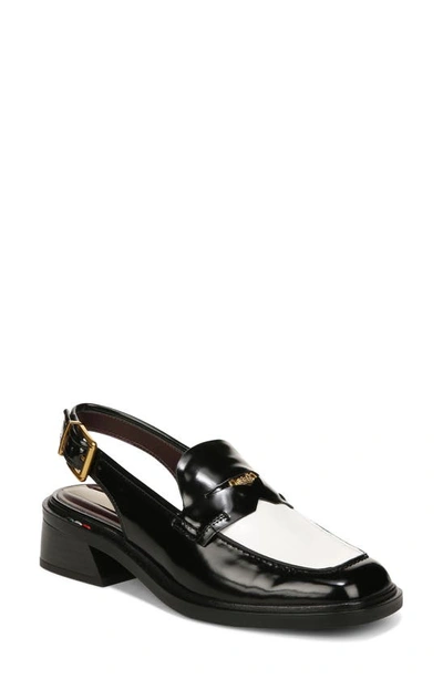 Franco Sarto Giada Slingback Loafer Pump In Black/white Faux Leather