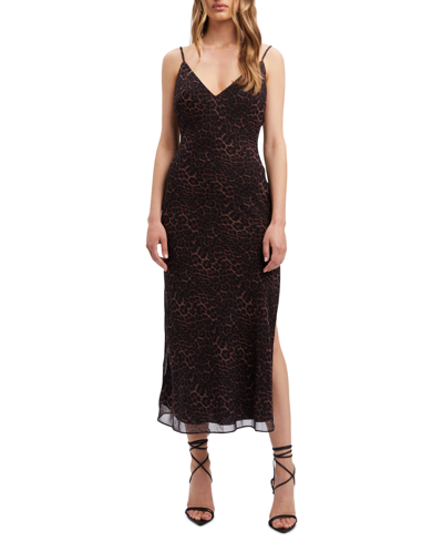 Bardot Women's Leopard-print Slip Dress In Brown