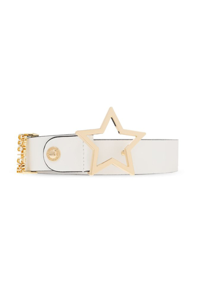 Versace Jeans Couture Star-shaped Buckle Leather Belt In Weiss