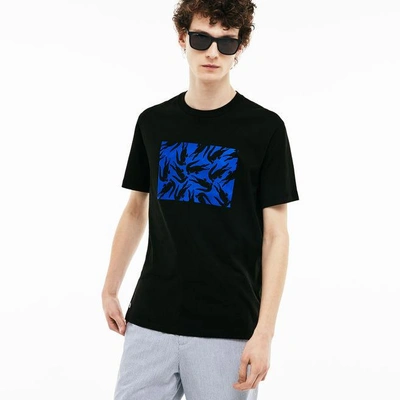 Lacoste Men's Graphic Design Cotton T-shirt In Black / Blue