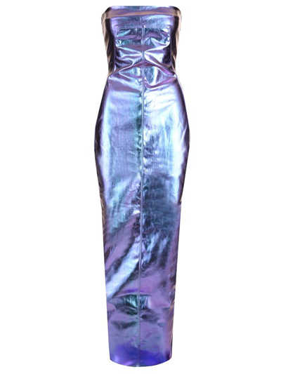 Rick Owens Metallic-finish Strapless Maxi Dress In Purple