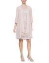 Alex Evenings Short Embroidered Sheath Midi Dress In Faded Rose
