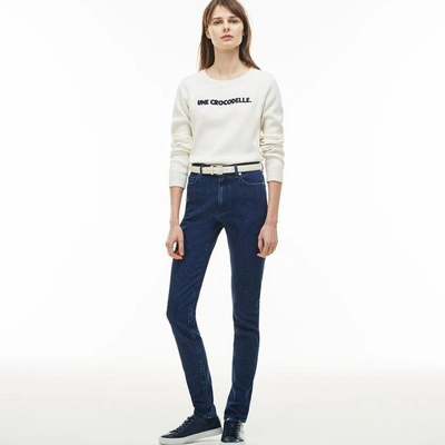 Lacoste Women's Slim Fit High-waisted Stretch Cotton Denim Jeans In Blue Chine