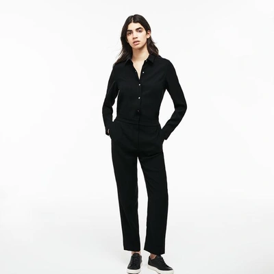Lacoste Women's Crepe Buttoned Jumpsuit In Black/navy | ModeSens