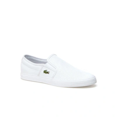 Lacoste Men's Gazon Leather Slip-ons In White
