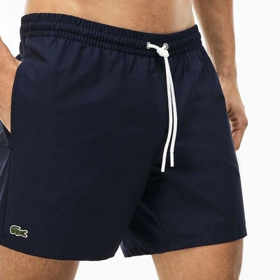 Lacoste Men's Taffeta Swim Trunks In Navy Blue / Blue