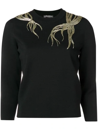 Alexander Mcqueen Bead-embellished Wool Sweater In Black/silver