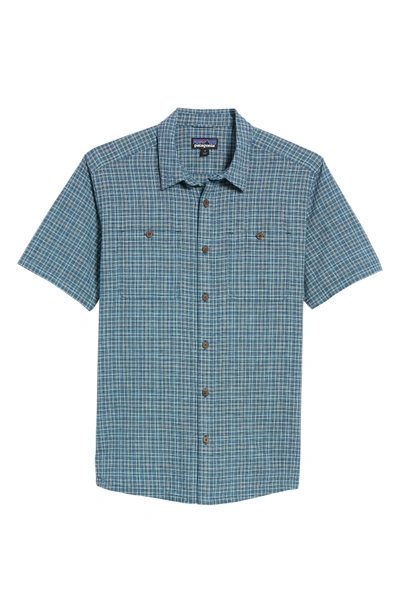 Patagonia 'back Step' Regular Fit Check Short Sleeve Sport Shirt In Tino/ Classic Navy
