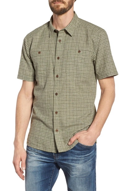 Patagonia 'back Step' Regular Fit Check Short Sleeve Sport Shirt In Tino/ Industrial Green