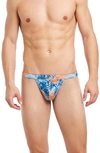 2(x)ist Sliq Microfiber Thong In Floral Zebra Blue