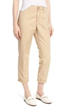 Ag Caden Crop Twill Trousers In Sulfur Sand Dune