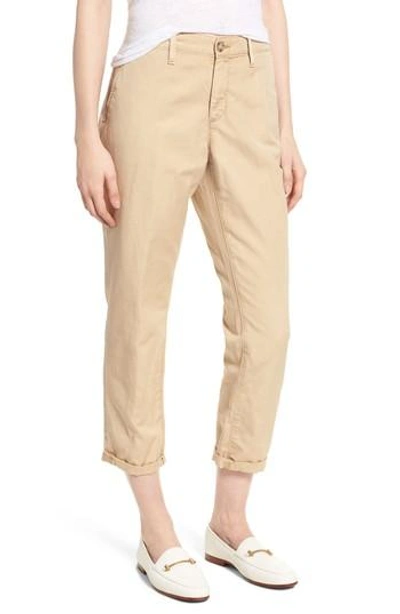 Ag Caden Crop Twill Trousers In Sulfur Sand Dune