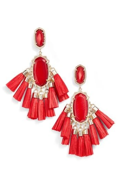 Kendra Scott Kristen Tassel Drop Earrings In Red Mop/ Gold