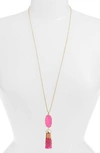 Kendra Scott Eva Tassel Pendant Necklace In Pink Unbanded Agate/ Gold