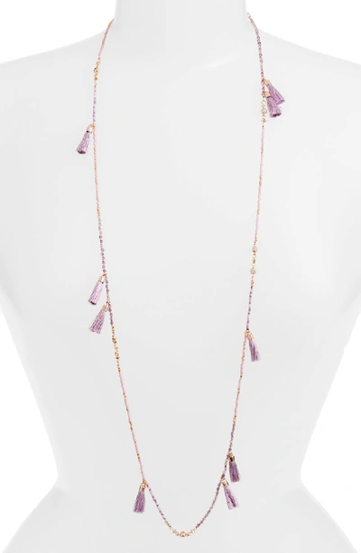 Kendra Scott Augusta Tasseled Necklace, 40 In Lilac Mix/ Rose Gold