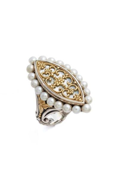 Konstantino Sterling & Cultured Pearl Marquise Ring In Silver/ Gold/ White